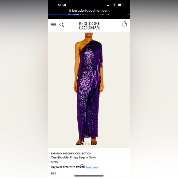 badgley mischka fringed sequin one-shoulder dress Badgley Mischka Collection One-Shoulder Fringed Sequin Toga Dress